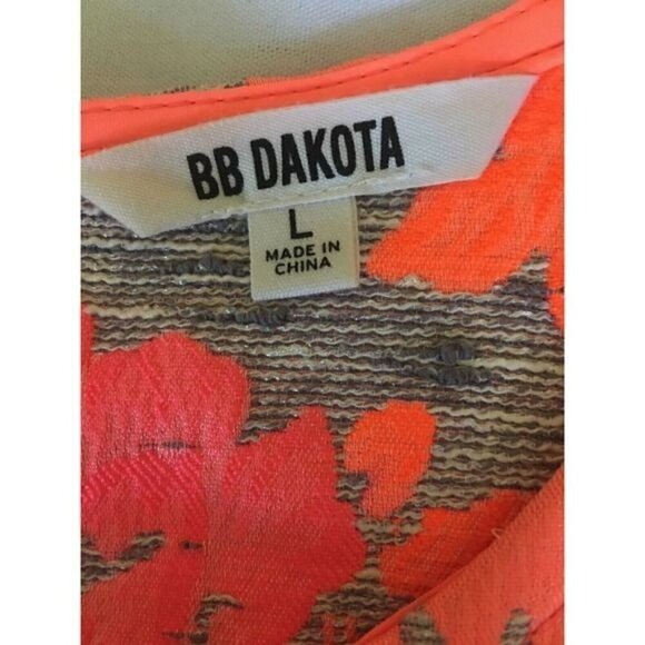 Anthropologie BB Dakota Womens Top Sz Medium Orange Gray Keyhole Zipper Textured - Picture 6 of 12